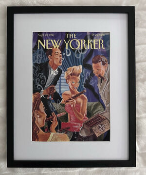 Framed 1996 The New Yorker Sept 23 Magazine Cover M. Scott Miller Social Lights